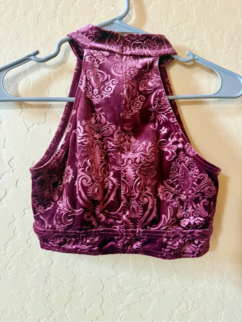 Balera LC Burgundy Crushed Velvet Dance Costume 2-Piece Halter Set